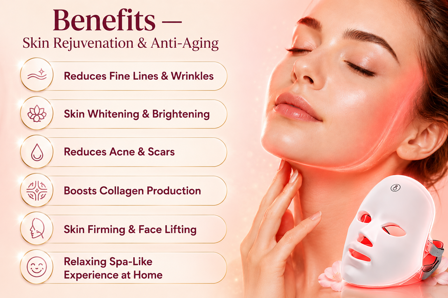 7-Color LED Light Therapy Facial Mask – At-Home Anti-Aging Skincare Device